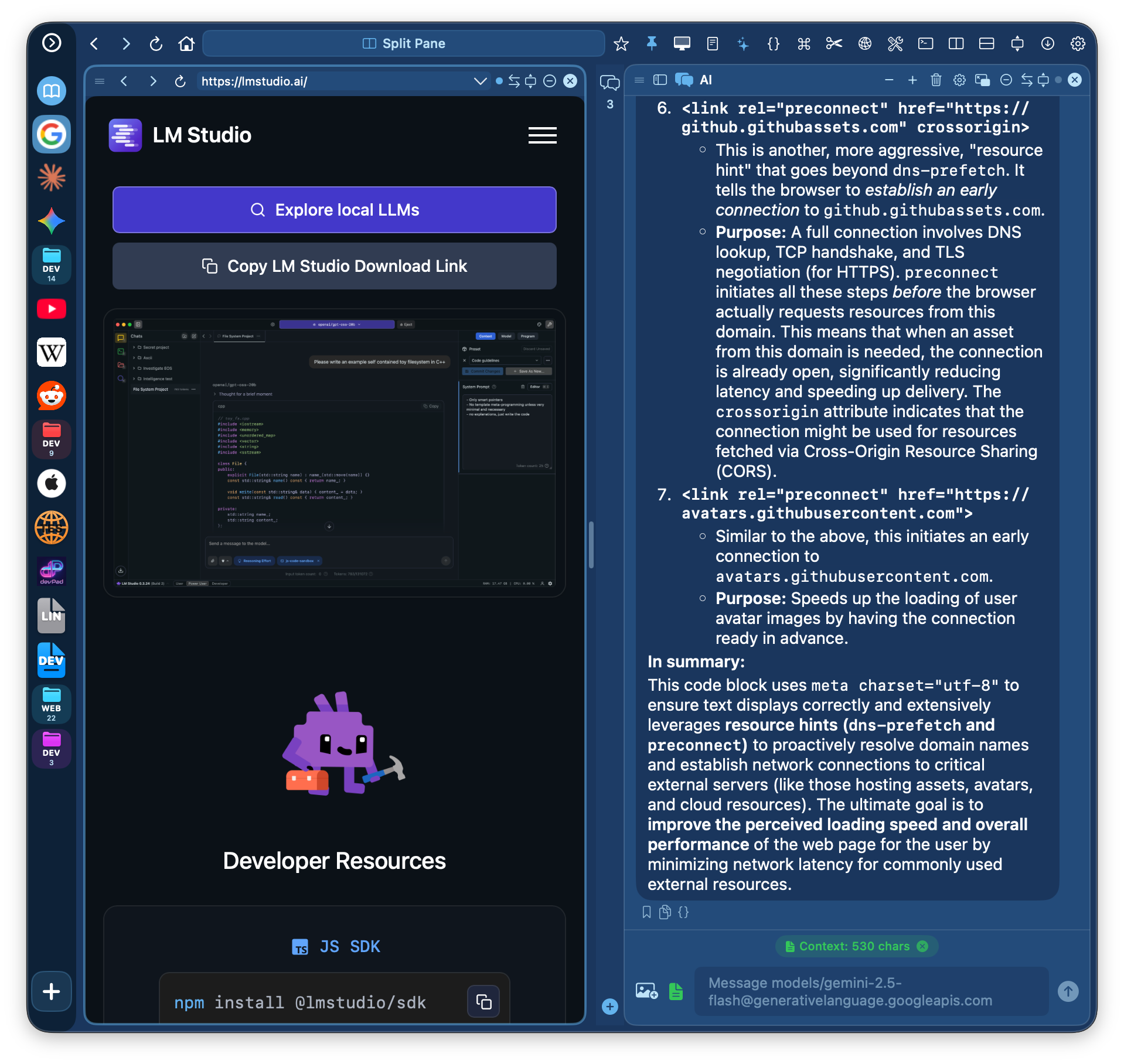 AI Chat with page context attached