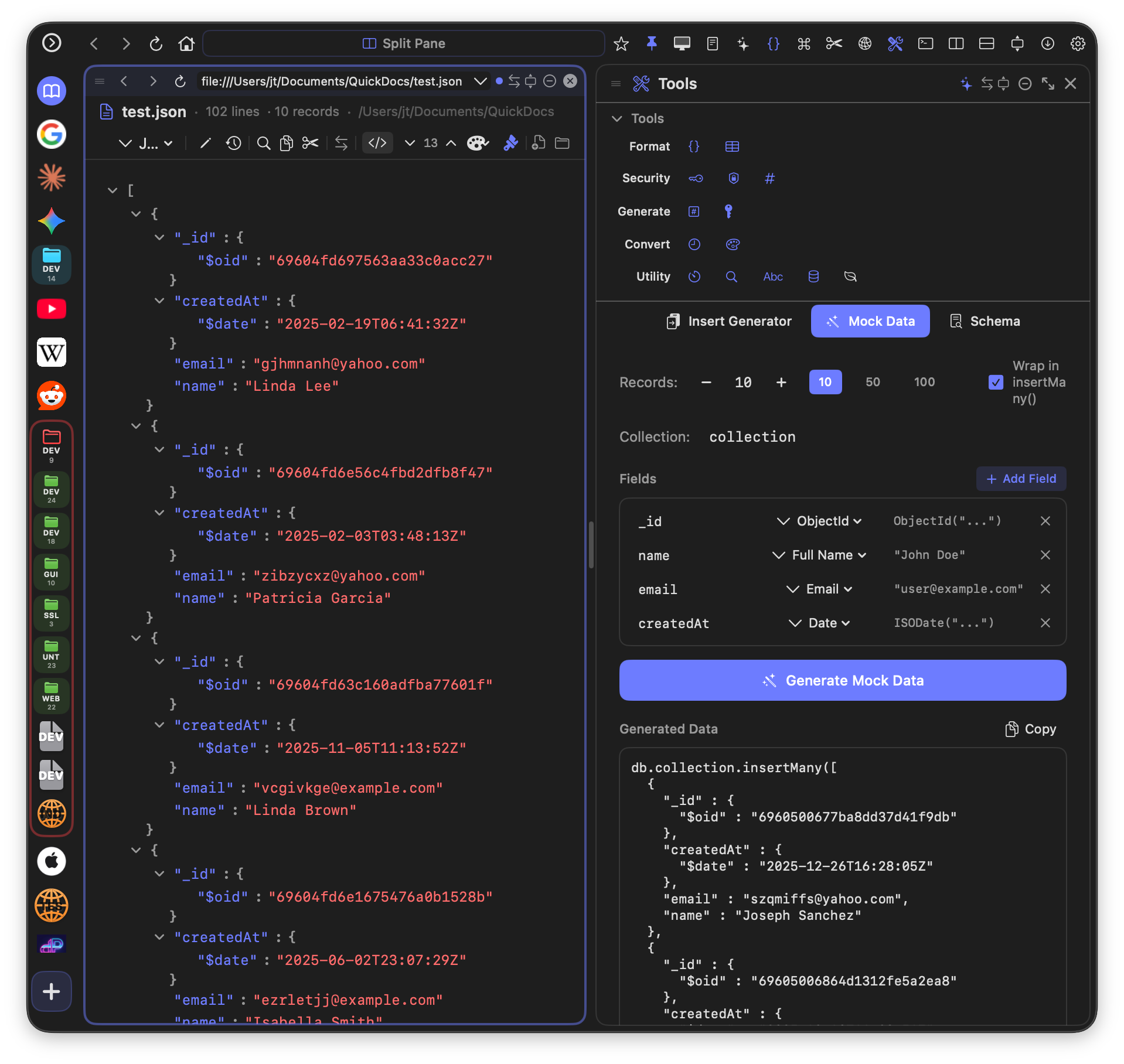 JSON tree view with expandable nodes
