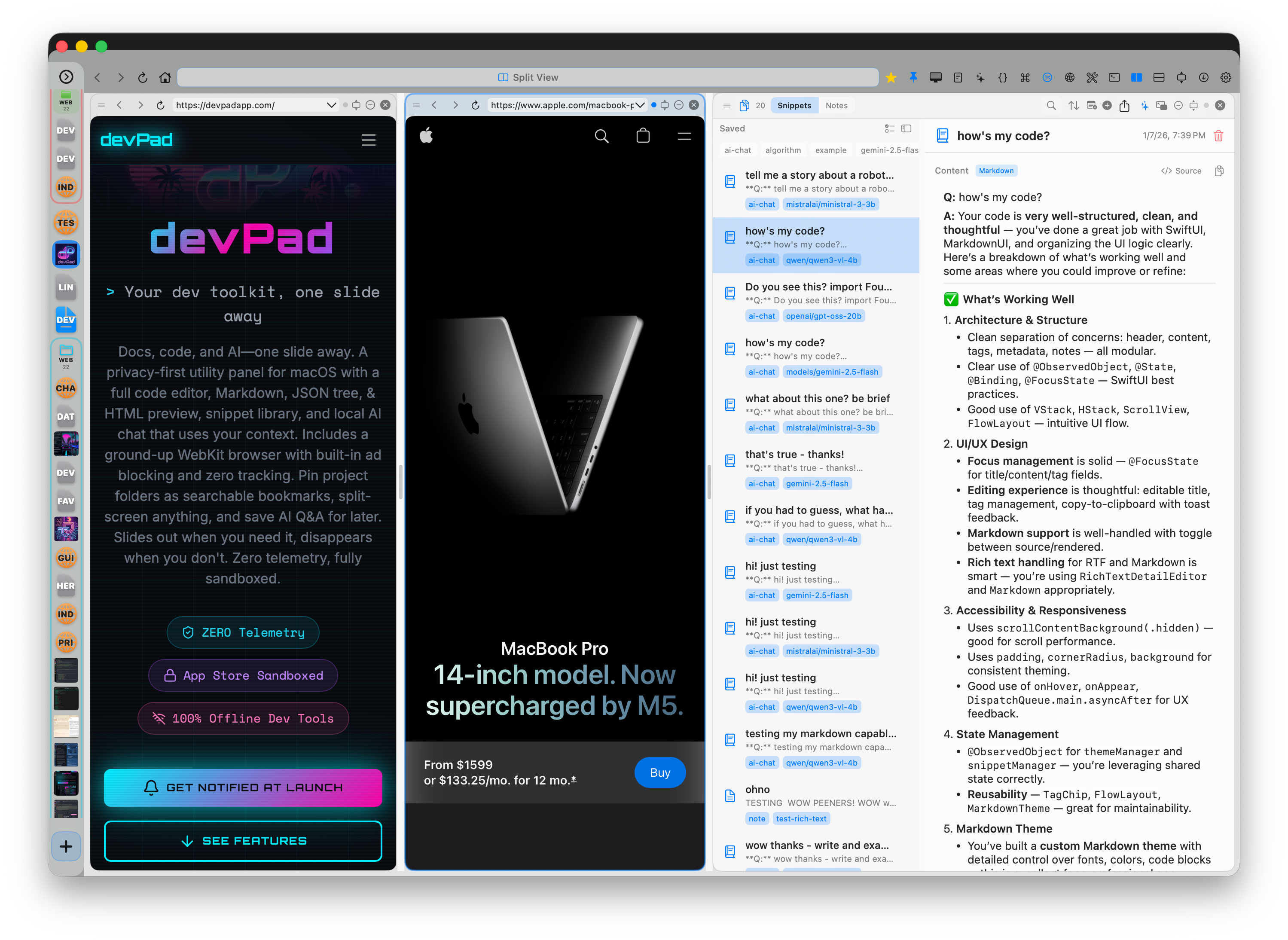 Undocked window mode